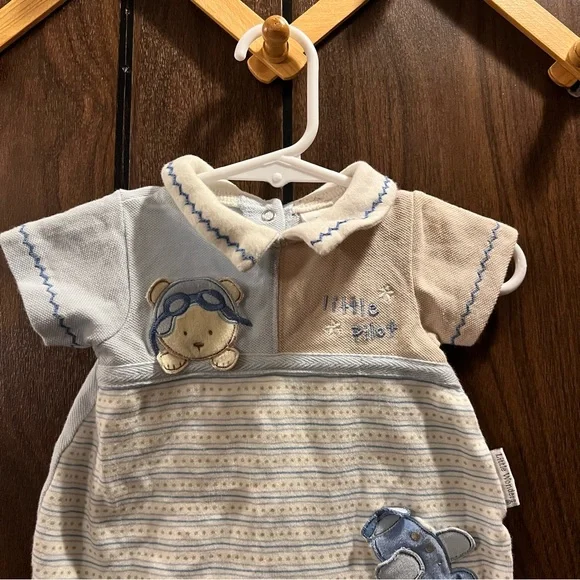 Little Wonders | Vintage Baby Boy Romper | Little Bear Pilot | Size: Newborn | - Picture 2 of 6